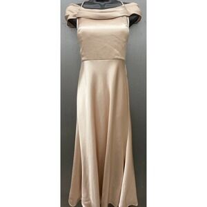 Jenny Yoo Dress 4 Champaigne Satin Shimmer Evening Formal Event Bridesmaid